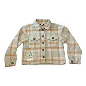 Girls' Star Wars: The Mandalorian Plaid Shacket - Brown/Tan size: Medium